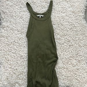 Cute cut green basic tank